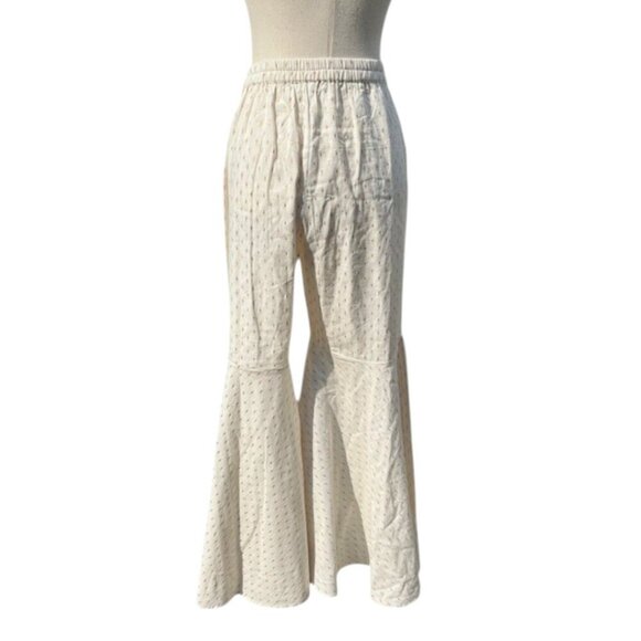 Miss Pimpante Women's JOE Pants Wide Leg Flare Bottom Lurex Details Cream M NWT - Picture 5 of 16